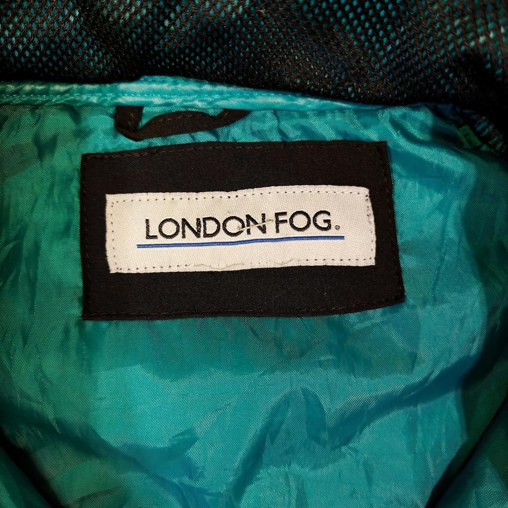 London Fog Mixed Media Quilted Puffer Jacket Teal Black Gorpcore Athleisure - Picture 2 of 7